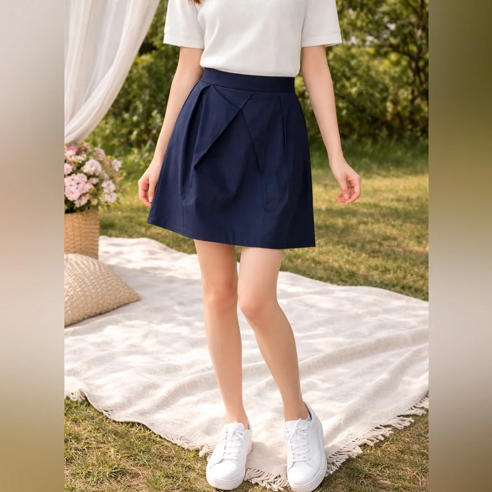 J. Crew Navy Bubble Hem Mini Skirt NWT
